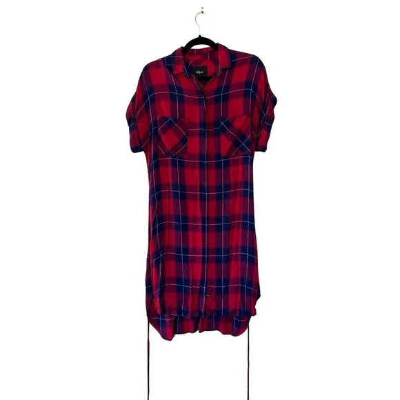 Rails red, blue and white plaid belted dress size medium - Picture 3 of 6